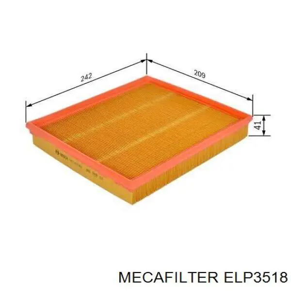 ELP3518 Mecafilter Повітряний фільтр двигуна