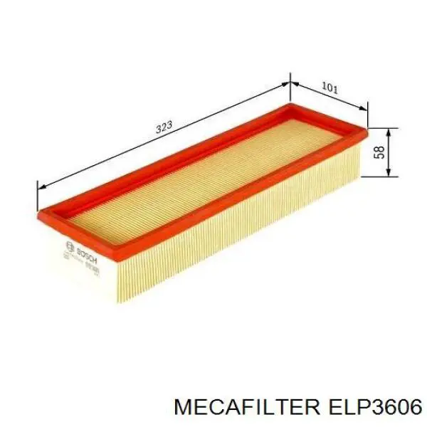 ELP3606 Mecafilter Повітряний фільтр двигуна