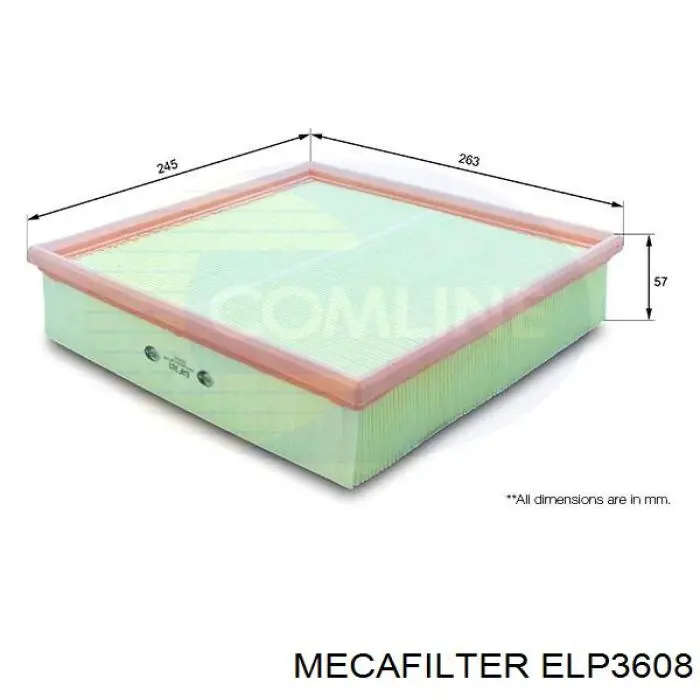ELP3608 Mecafilter Повітряний фільтр двигуна