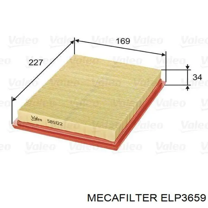 Купити ELP3659 Mecafilter Автомобільний фільтр повітря