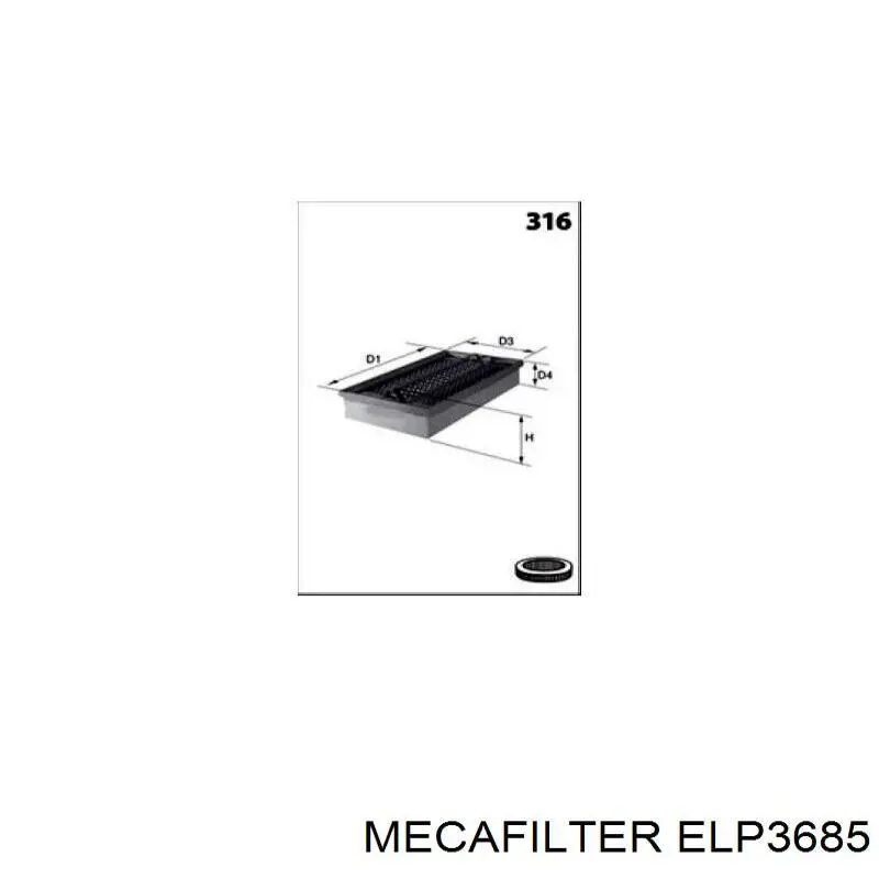 ELP3685 Mecafilter фільтр повітряний