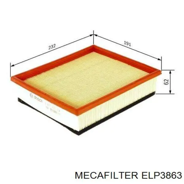 ELP3863 Mecafilter Повітряний фільтр двигуна