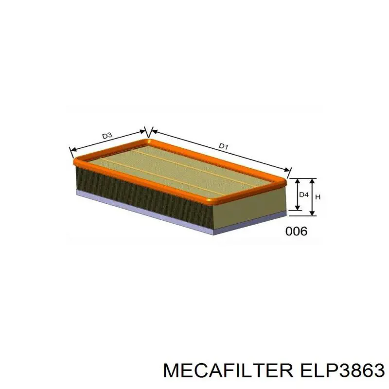 Повітряний фільтр ELP3863 Mecafilter