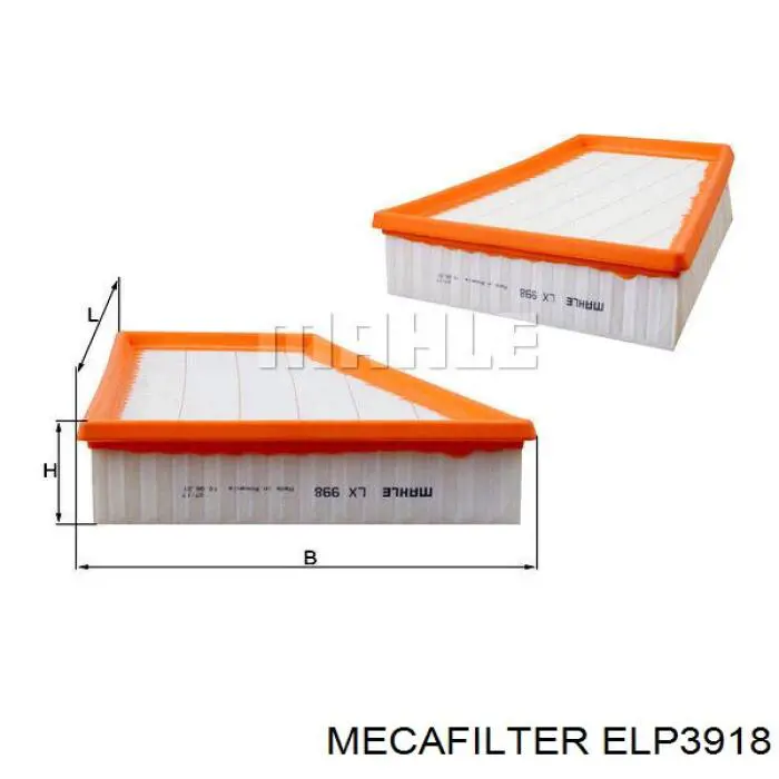 ELP3918 Mecafilter Повітряний фільтр двигуна