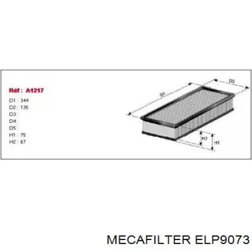 Елемент повітряного фільтра Mecafilter ELP9073 ціна, від 8.60 USD
