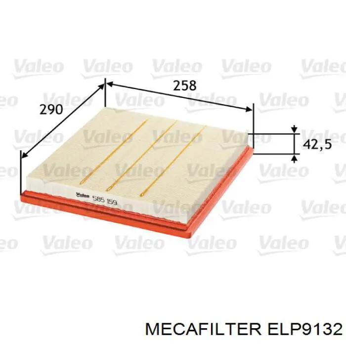 Елемент повітряного фільтра Mecafilter ELP9132 ціна, від 7.71 USD