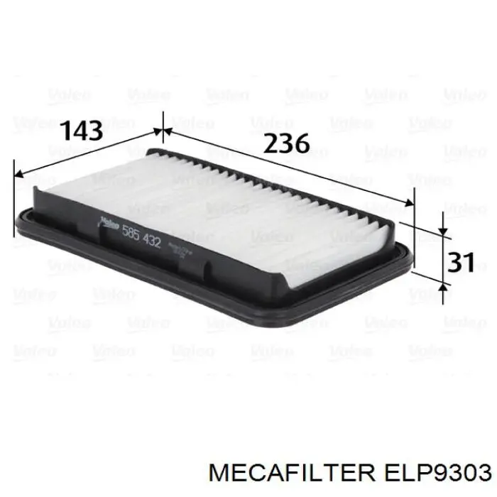 Фільтр повітряний Mecafilter ELP9303