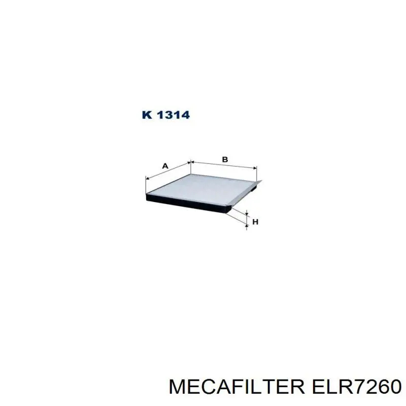 Купити ELR7260 Mecafilter Фільтр салону вугільний