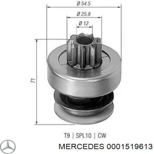 0001519613 Mercedes бендикс стартера