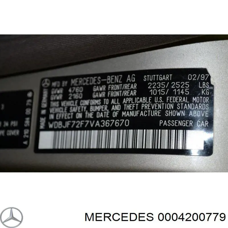 A0004200779 Mercedes 