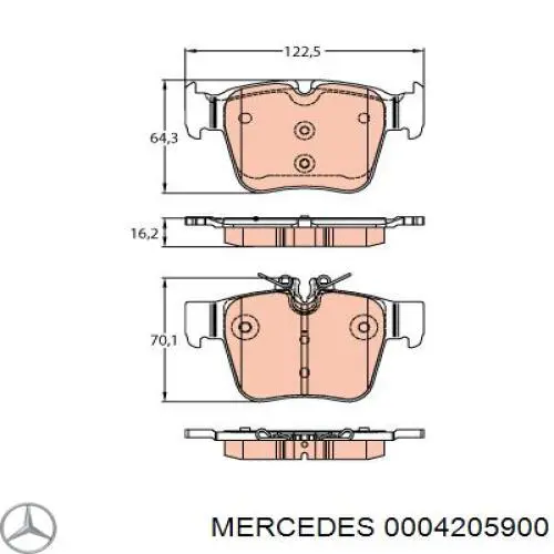 0004205900 Mercedes колодки гальмові задні, дискові