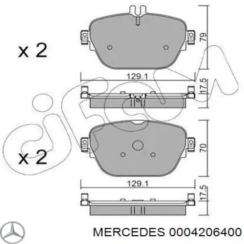 Задні гальмівні колодки 0004206400 Mercedes