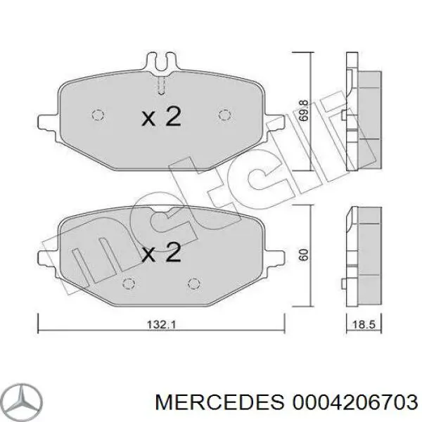 0004206703 Mercedes колодки гальмівні передні, дискові