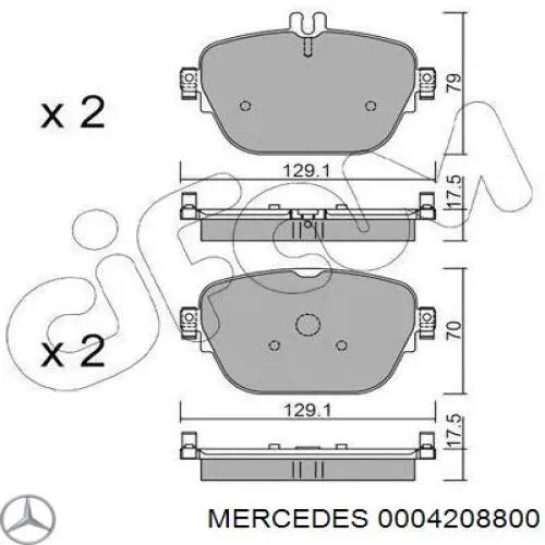 Колодки гальмові задні, дискові 0004208800 Mercedes