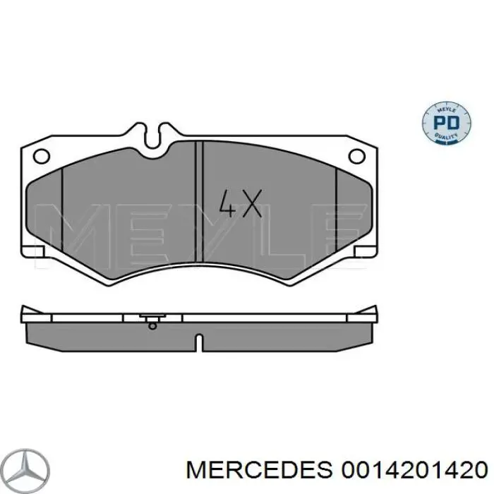 0014201420 Mercedes колодки гальмівні передні, дискові