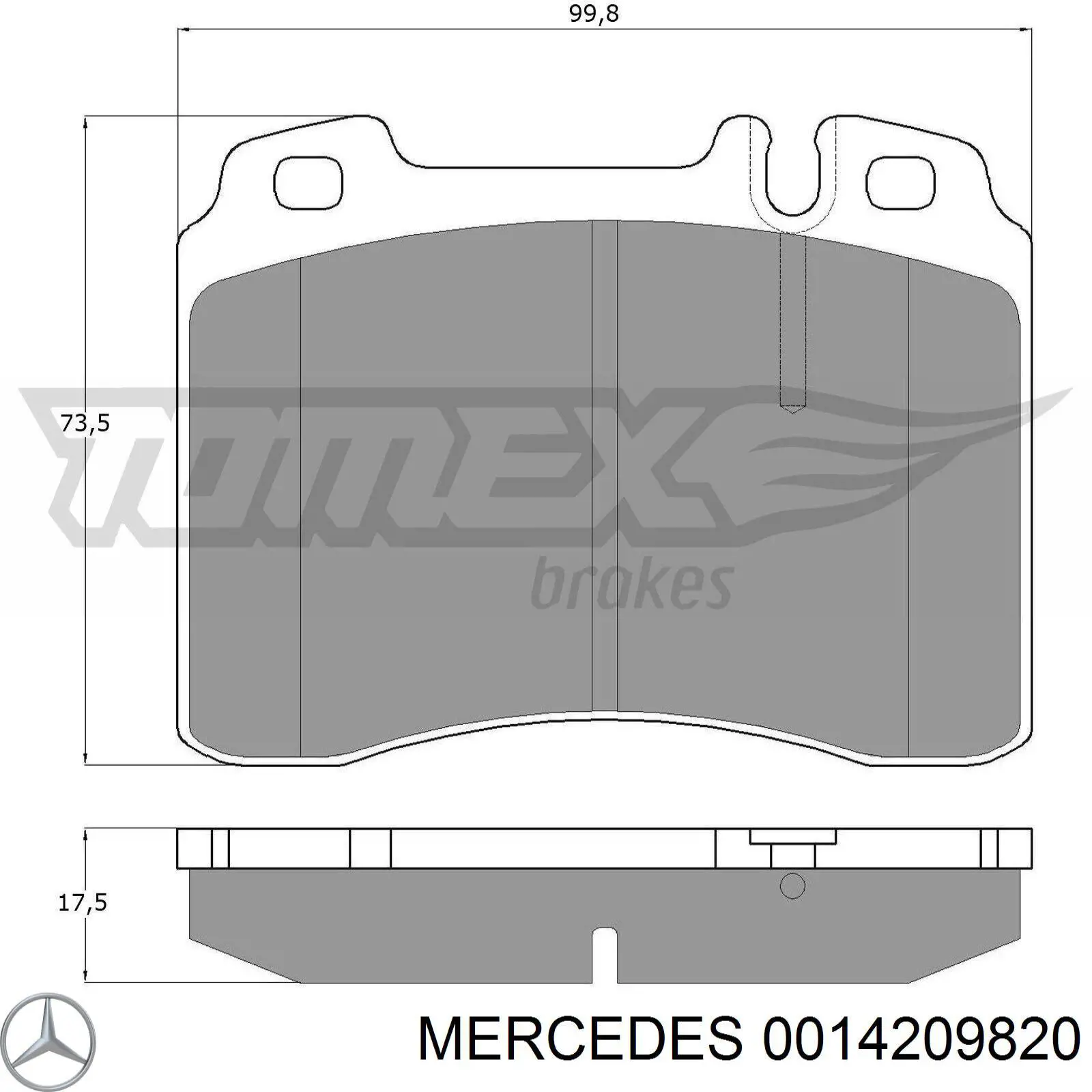 0014209820 Mercedes колодки гальмівні передні, дискові