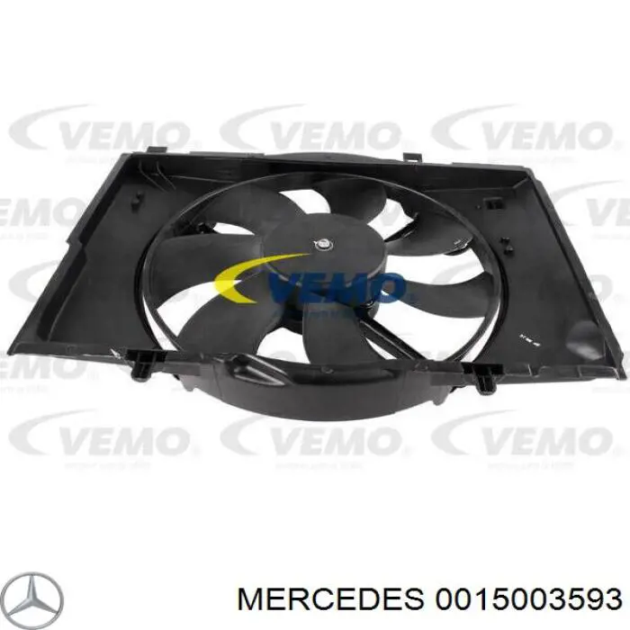 Купити A0015002293 Mercedes Дифузор радіатора кондиціонера, в зборі з крильчаткою і двигуном