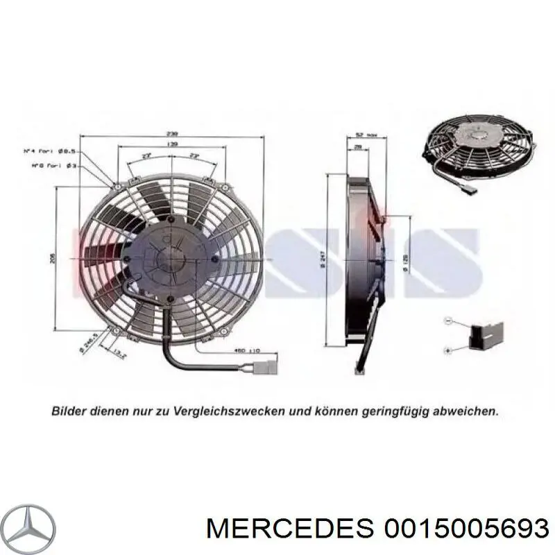 Вентилятор радіатора Mercedes A0015005693 ціна, від 253.37 USD