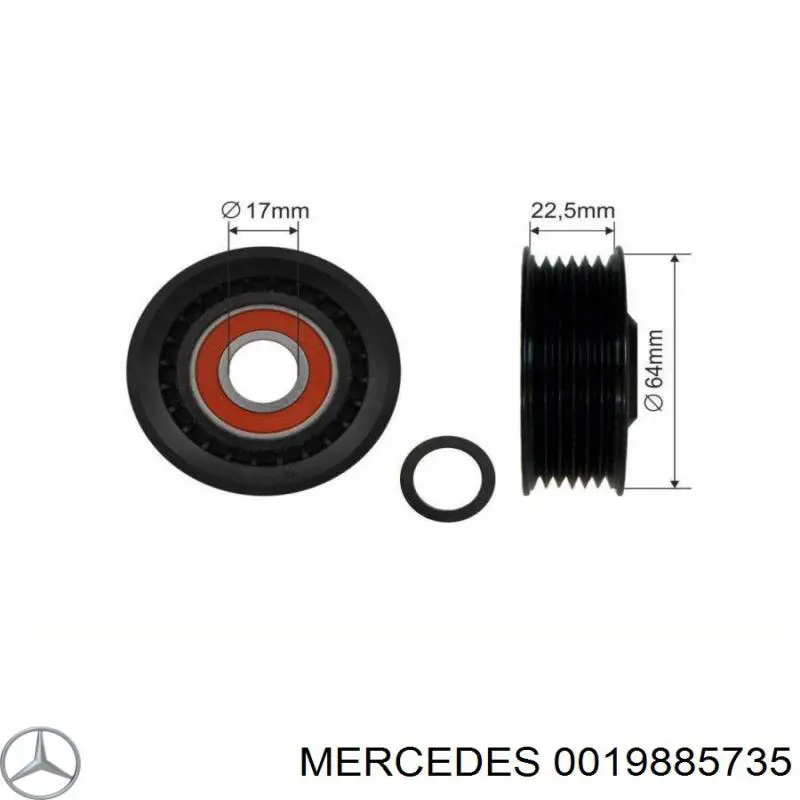 0019885735 Mercedes ролик приводного ременя, паразитний