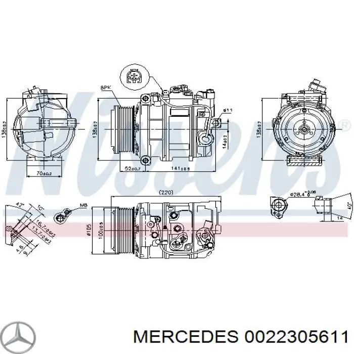 Компресор кондиціонера 0022305611 Mercedes