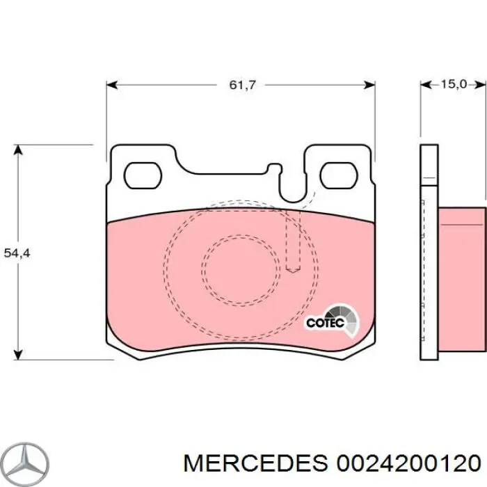 0024200120 Mercedes колодки гальмові задні, дискові
