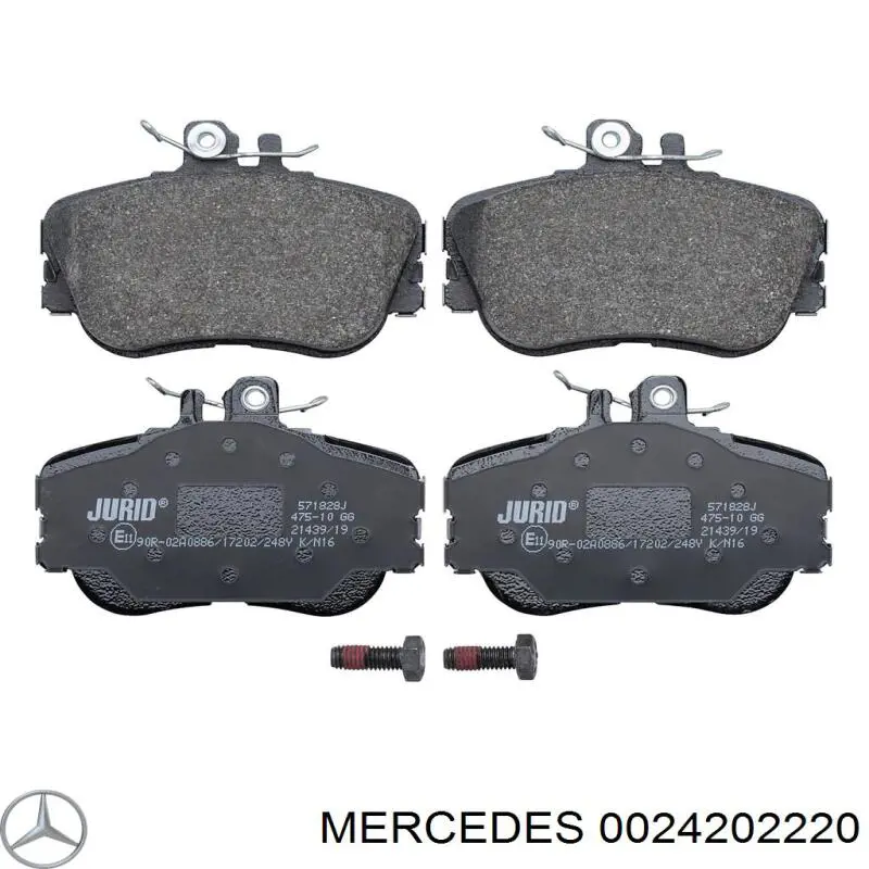 0024202220 Mercedes колодки гальмівні передні, дискові