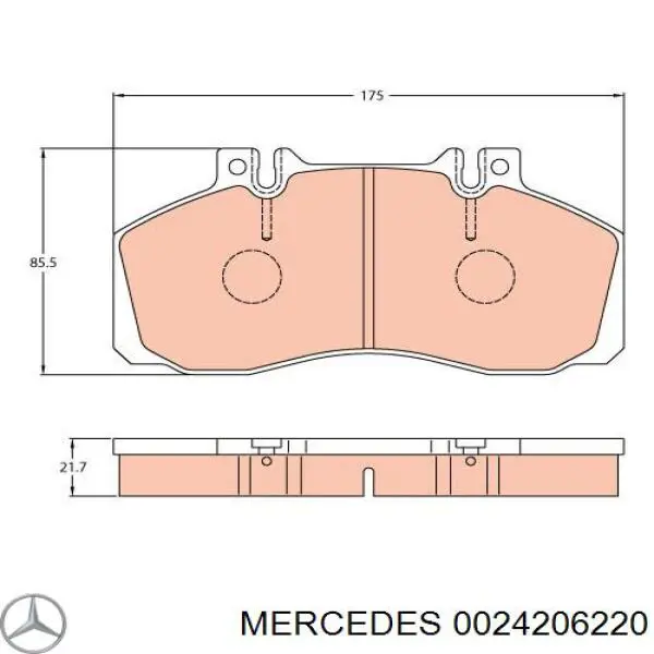 Колодки гальмові задні, дискові 0024206220 Mercedes