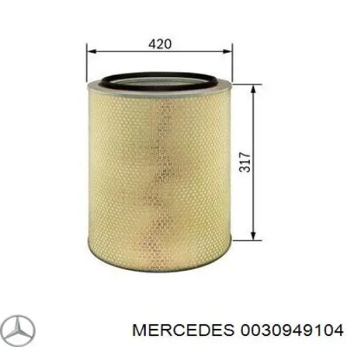 0030949104 Mercedes фільтр повітряний
