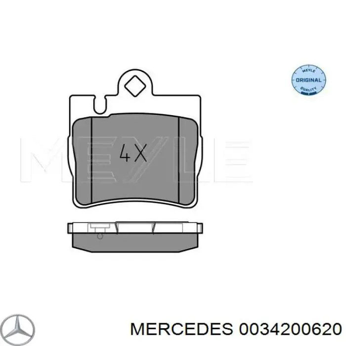 0034200620 Mercedes колодки гальмові задні, дискові