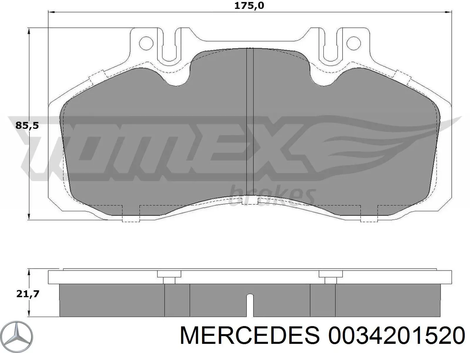 Колодки гальмові задні, дискові 0034201520 Mercedes