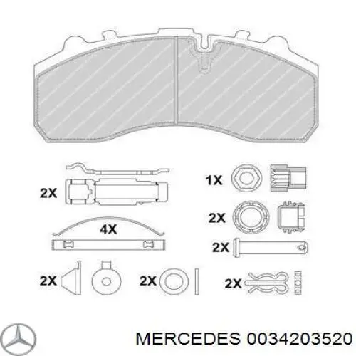 Колодки гальмівні передні, дискові 0034203520 Mercedes