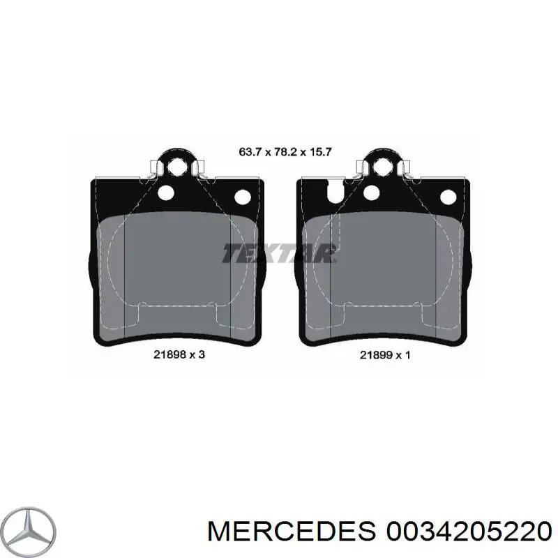 0034205220 Mercedes колодки гальмові задні, дискові