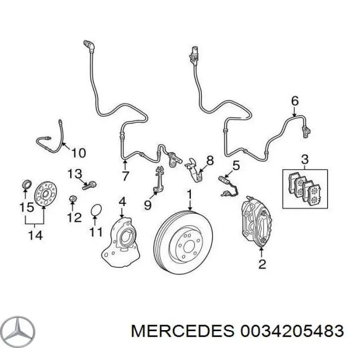 0034205483 Mercedes супорт гальмівний передній правий