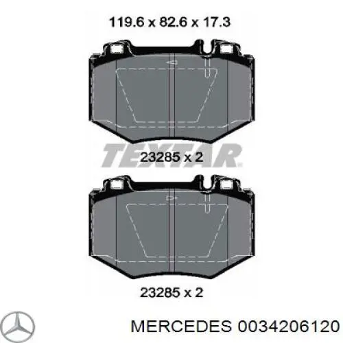 0034206120 Mercedes колодки гальмівні передні, дискові
