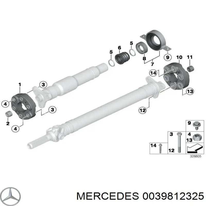 0039812325 Mercedes підвісний підшипник карданного валу