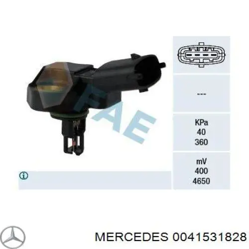 0041531828 Mercedes датчик тиску наддуву (датчик нагнітання повітря в турбіну)