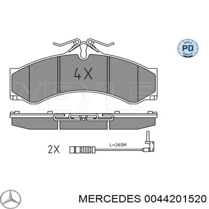 0044201520 Mercedes колодки гальмівні передні, дискові