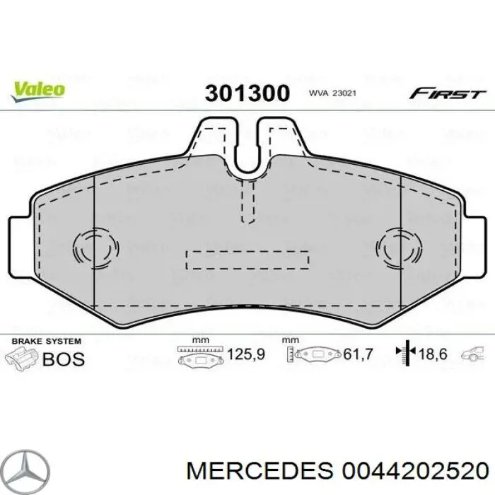 0044202520 Mercedes колодки гальмові задні, дискові