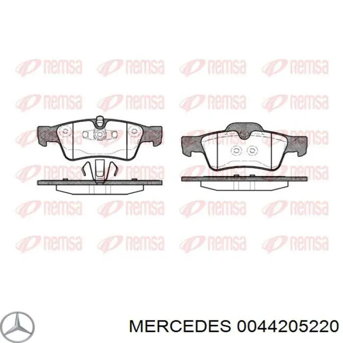 0044205220 Mercedes колодки гальмові задні, дискові