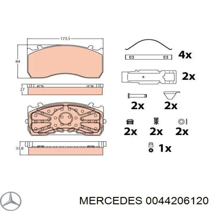 Колодки гальмівні передні, дискові 0044206120 Mercedes