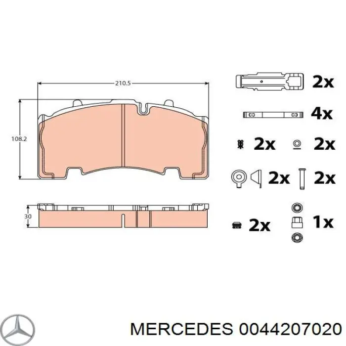 Колодки гальмові задні, дискові 0044207020 Mercedes