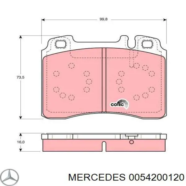 Колодки гальмівні передні, дискові 0054200120 Mercedes