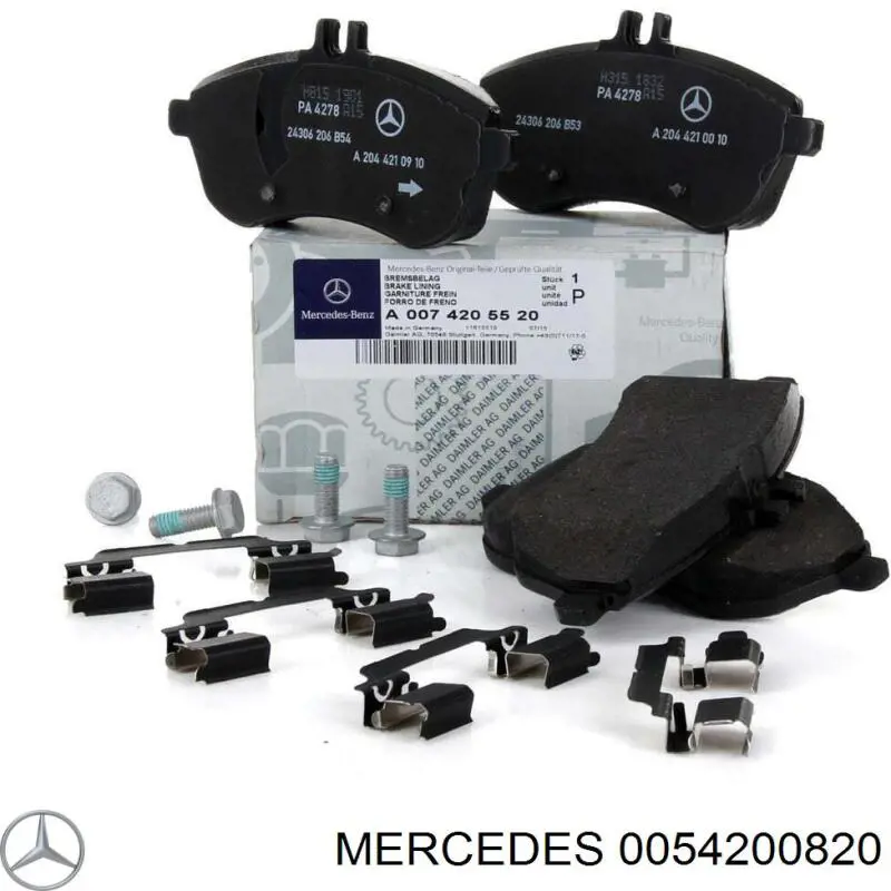 0054200820 Mercedes колодки гальмівні передні, дискові