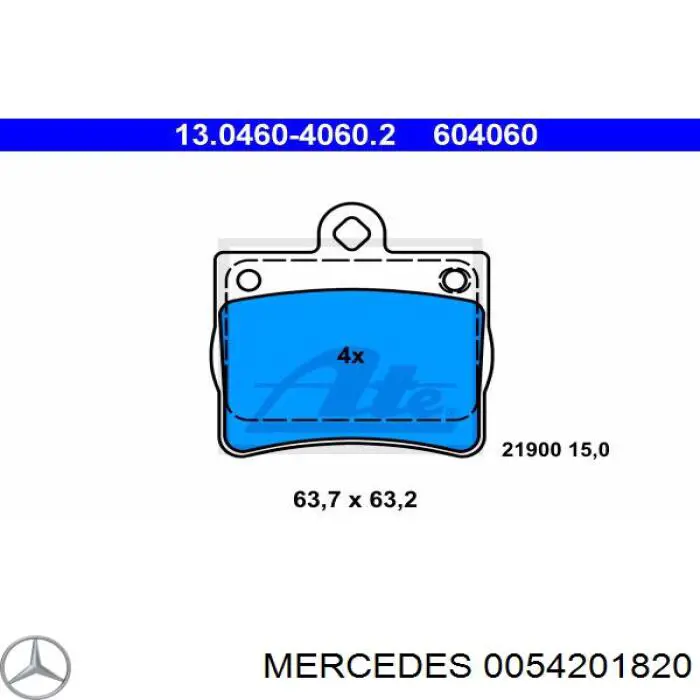 Колодки гальмові задні, дискові 0054201820 Mercedes