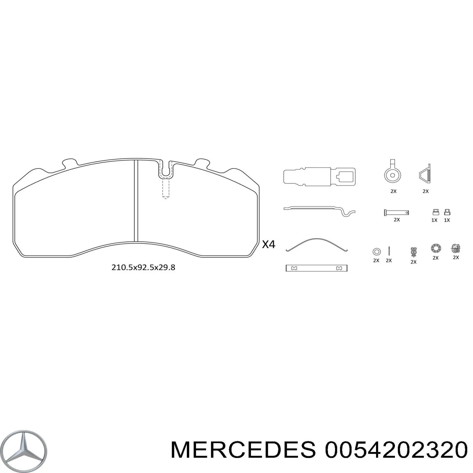 0054202320 Mercedes колодки гальмівні передні, дискові