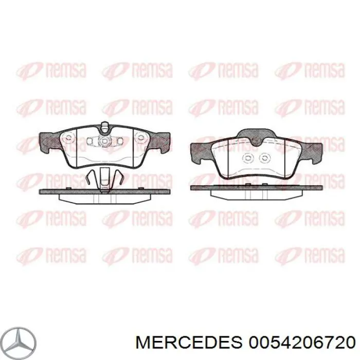 0054206720 Mercedes колодки гальмові задні, дискові