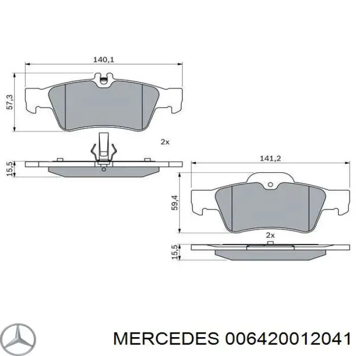 006420012041 Mercedes колодки гальмові задні, дискові