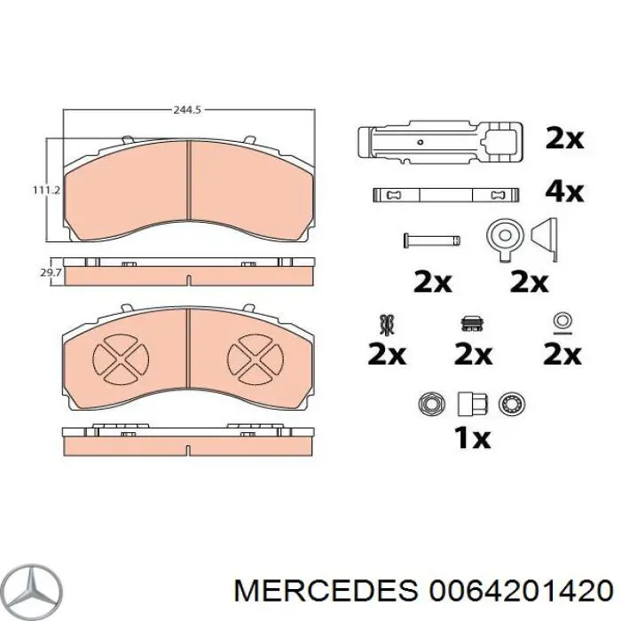Гальмівні колодки Mercedes 64205220 ціна, від 146.32 USD