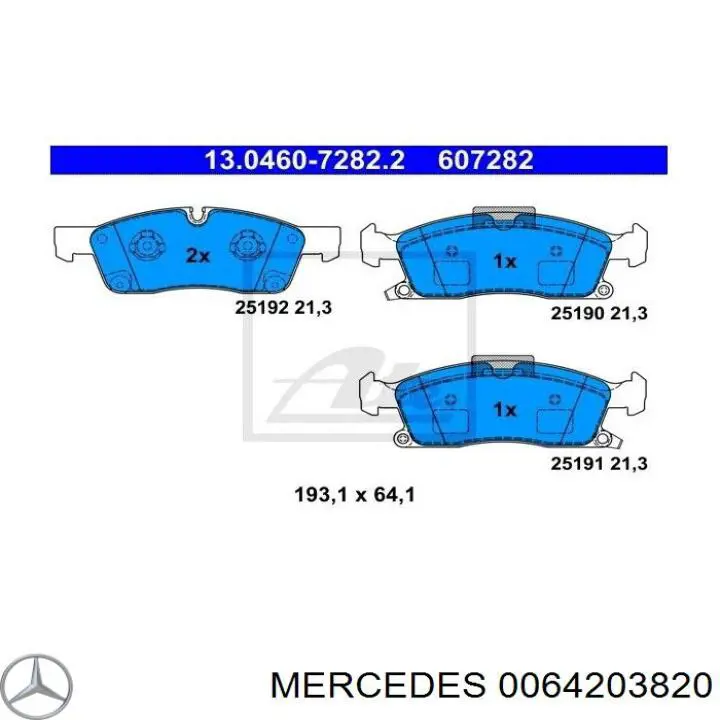 0064203820 Mercedes колодки гальмівні передні, дискові