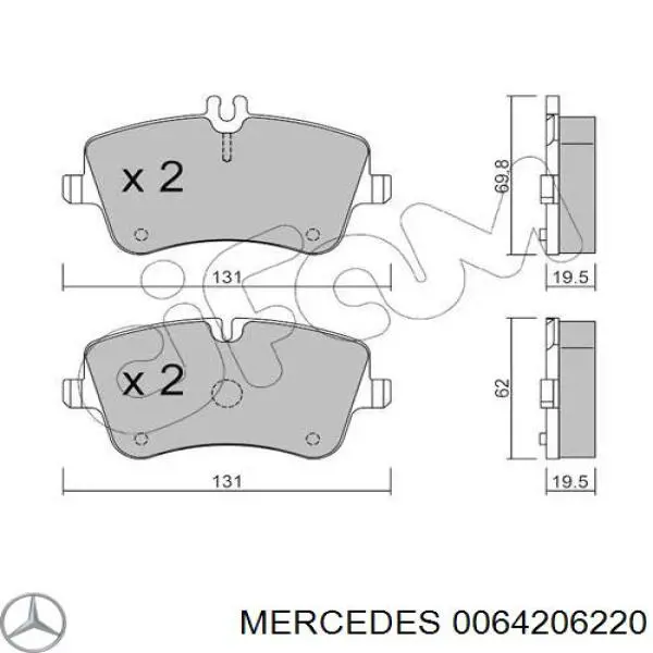 0064206220 Mercedes колодки гальмівні передні, дискові